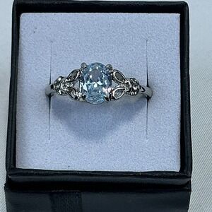 Silver Tone Clear‎ Oval Stone Ring Size 9.25 Simulated Costume Jewelry New